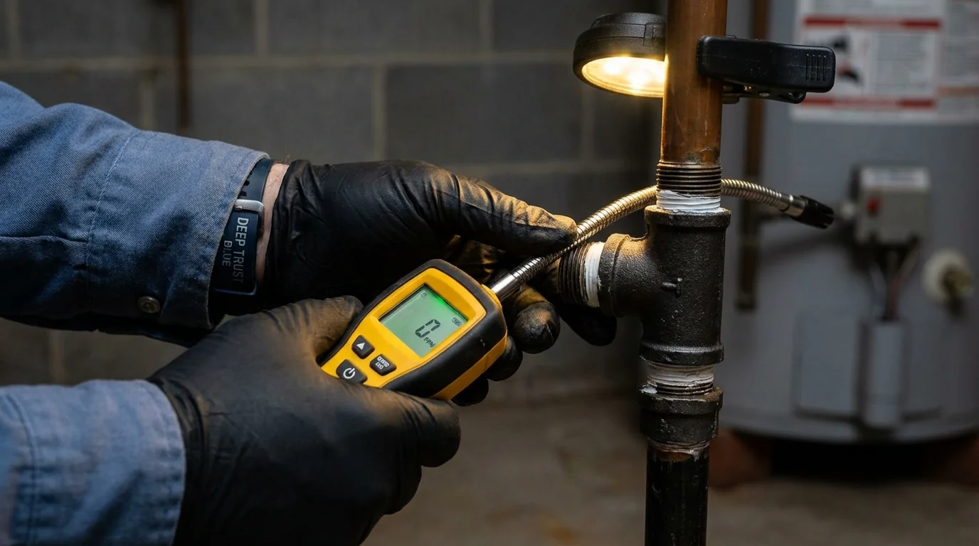Gas leak detection with electronic sniffer by Johns Plumbing LLC in Wimberley