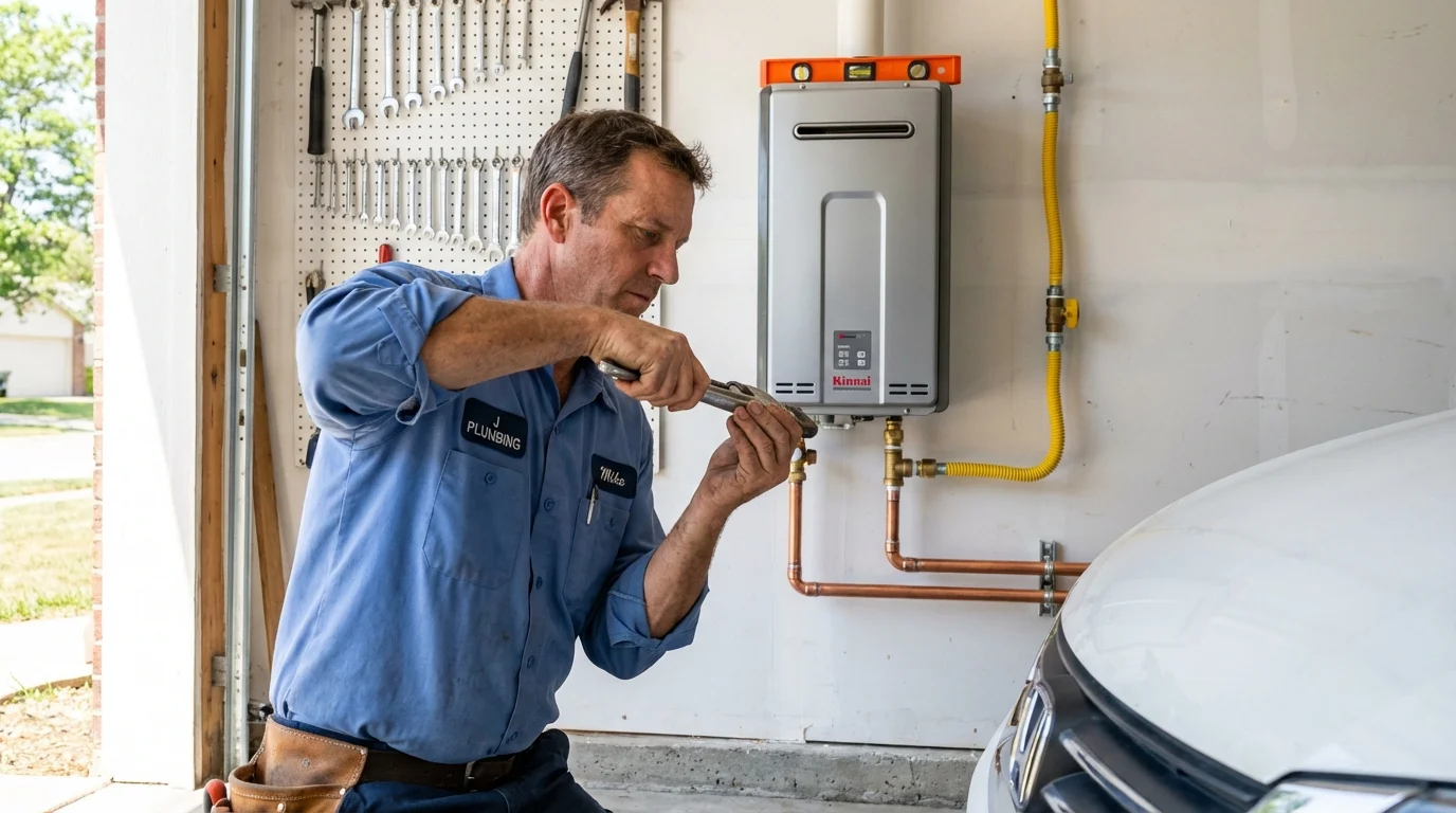Tankless water heater installation by a Johns Plumbing LLC plumber in Wimberley